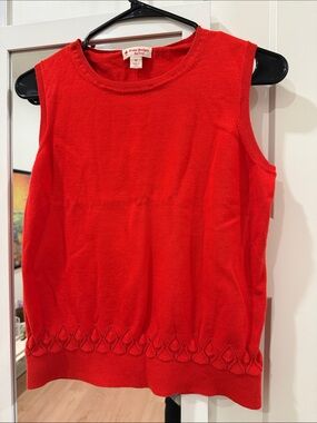 Brooks Brothers Red Sleeveless Knit Top Red Fleece Size M